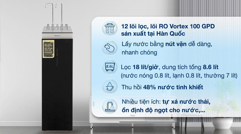 Máy lọc nước RO nóng lạnh Hydrogen Kangaroo KG12A6  - Hàng chính hãng
