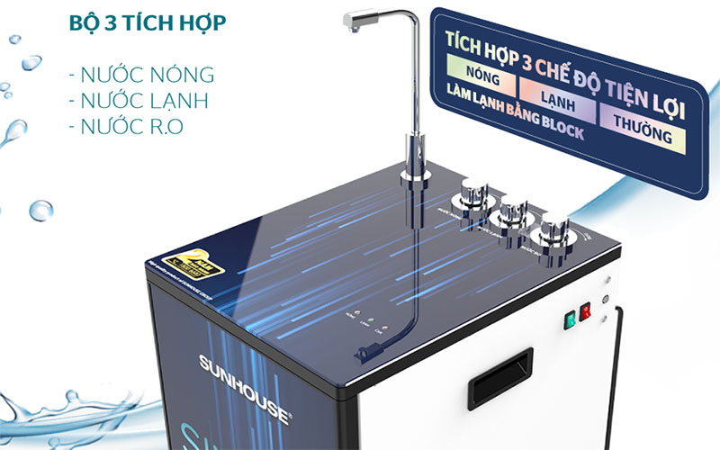 Máy lọc nước RO nóng lạnh Sunhouse SHA76213CK - Hàng chính hãng