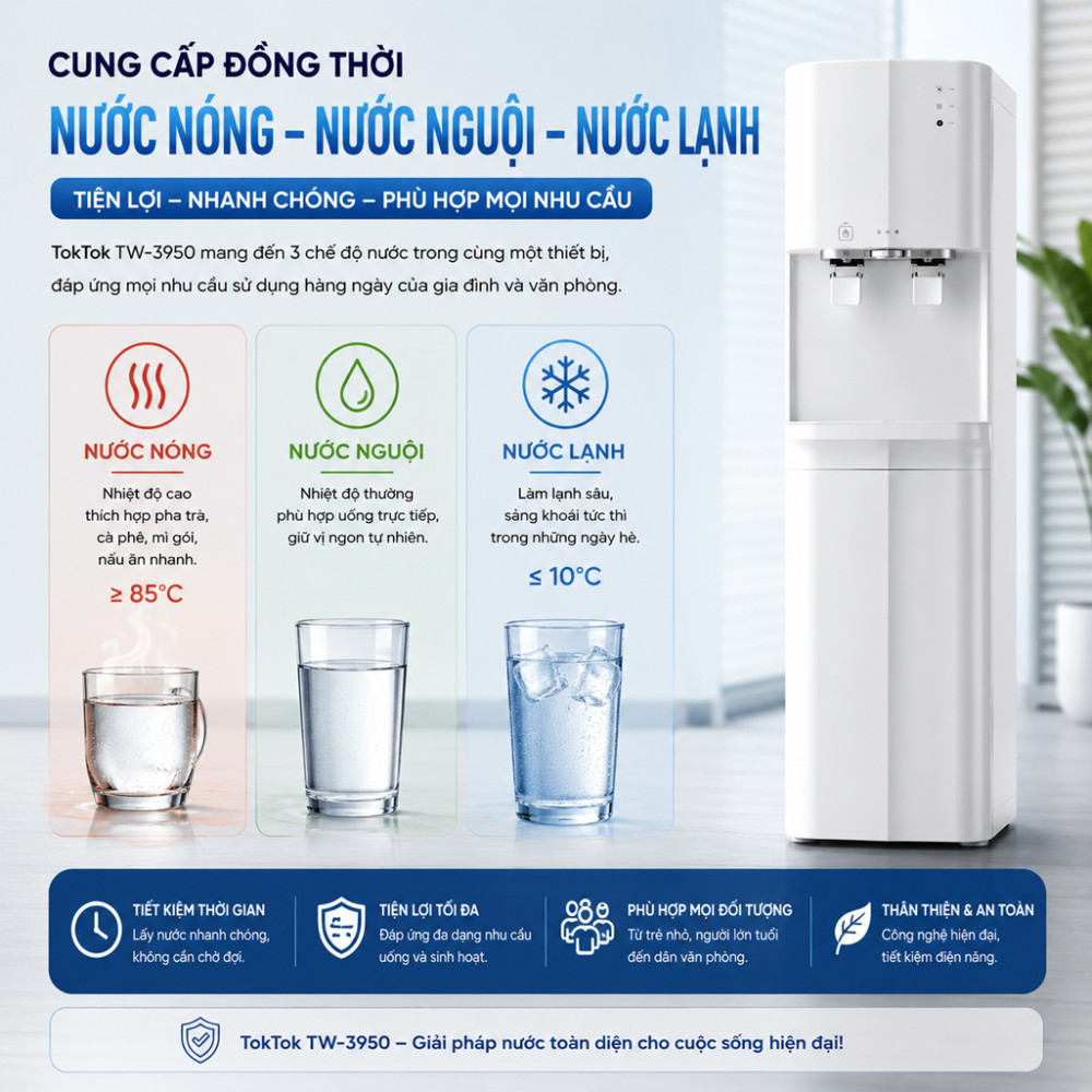 Máy lọc nước nóng lạnh TokTok TW-3950 - Hàng chính hãng