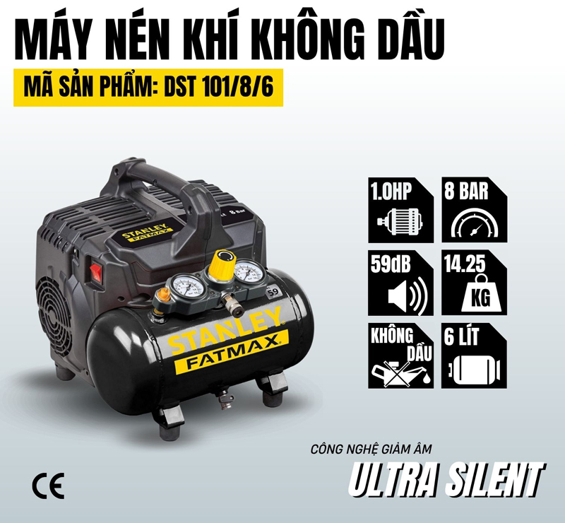 Máy nén khí Stanley DST101/8/6 - Hàng chính hãng