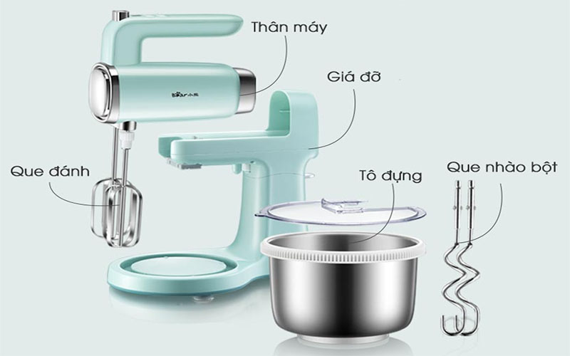 Máy nhồi bột đánh trứng để bàn Bear DDQ-B03V1 - Hàng chính hãng