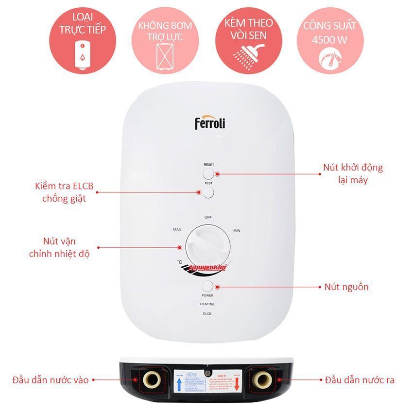 Máy nước nóng Ferroli Divo SSN 4.5S  - Hàng chính hãng