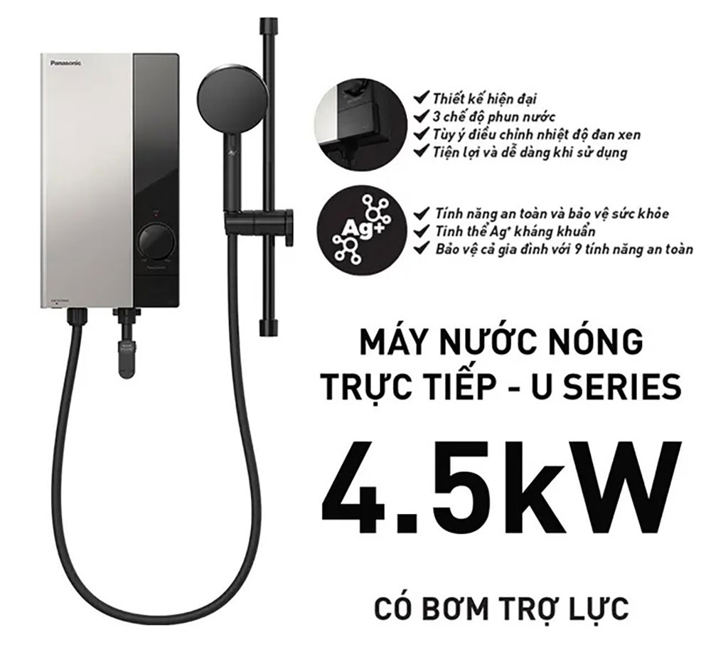 Máy nước nóng Panasonic DH-4UP1VS có bơm trợ lực - Hàng chính hãng