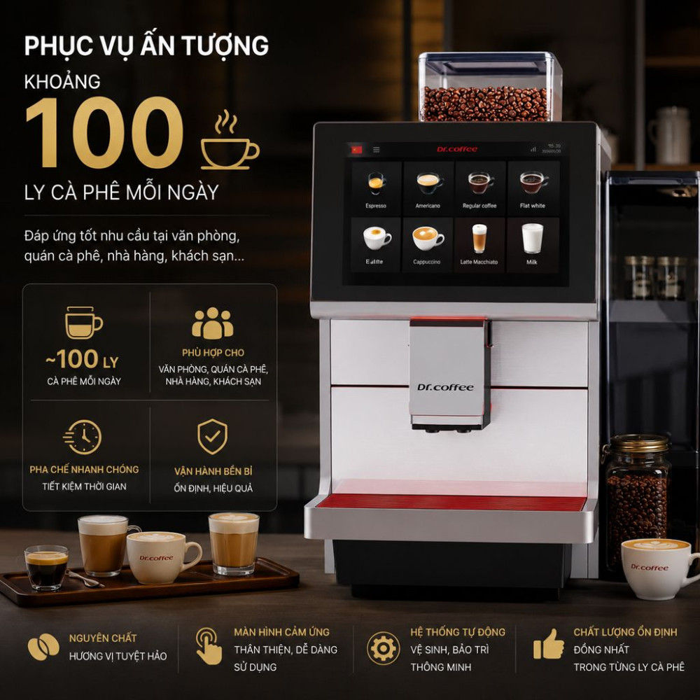 Máy pha cà phê tự động Dr.Coffee M12 BIG PLUS - Hàng chính hãng