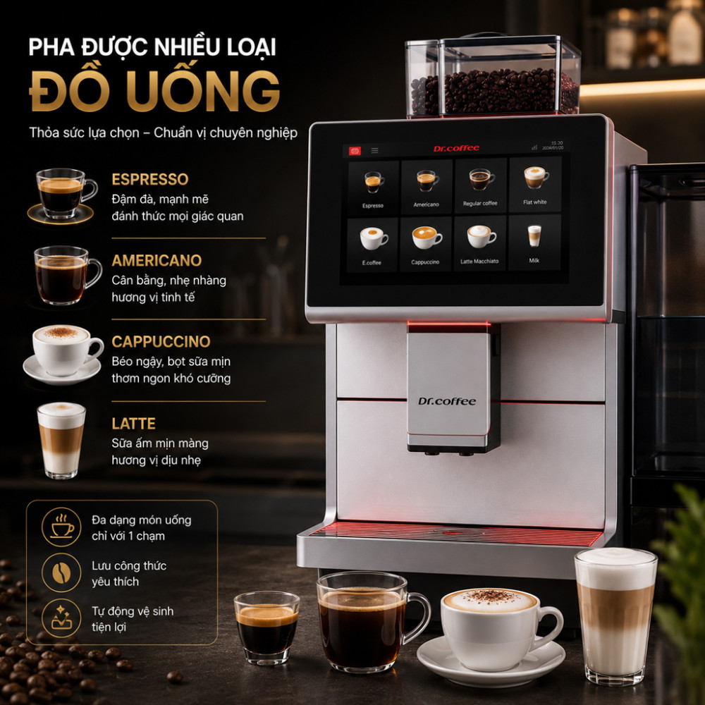 Máy pha cà phê tự động Dr.Coffee M12 BIG PLUS - Hàng chính hãng