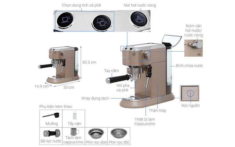Máy pha cà phê tự động DeLonghi EC785.BG - Hàng chính hãng