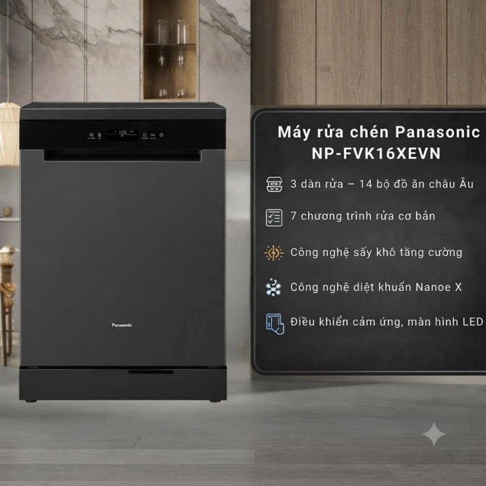 Máy rửa bát 15 bộ Panasonic NP-FVK16XEVN - Hàng chính hãng