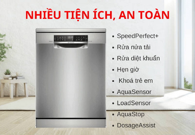 Máy rửa bát Bosch SMS4EMI01E - Hàng chính hãng