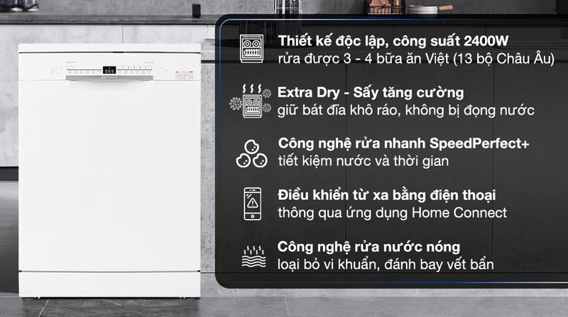 Máy rửa bát Bosch SMS4HAW48E - Hàng chính hãng