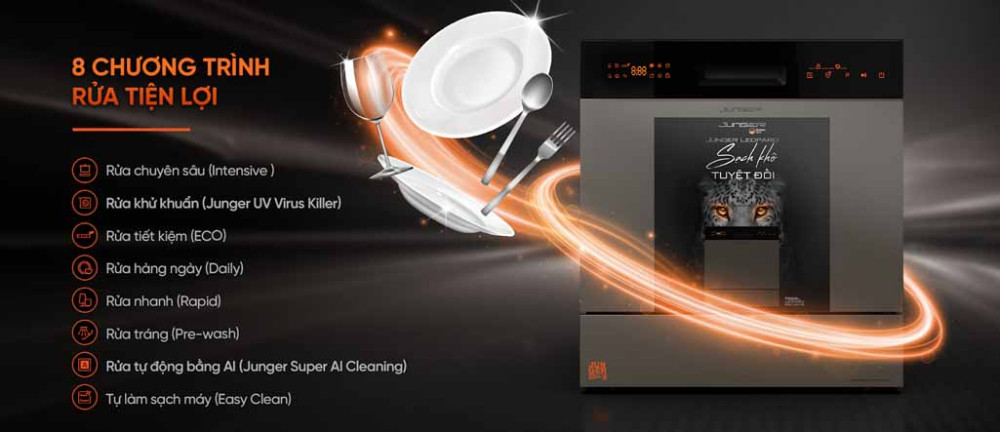 Máy rửa bát Junger DWJ-133-MS - Hàng chính hãng
