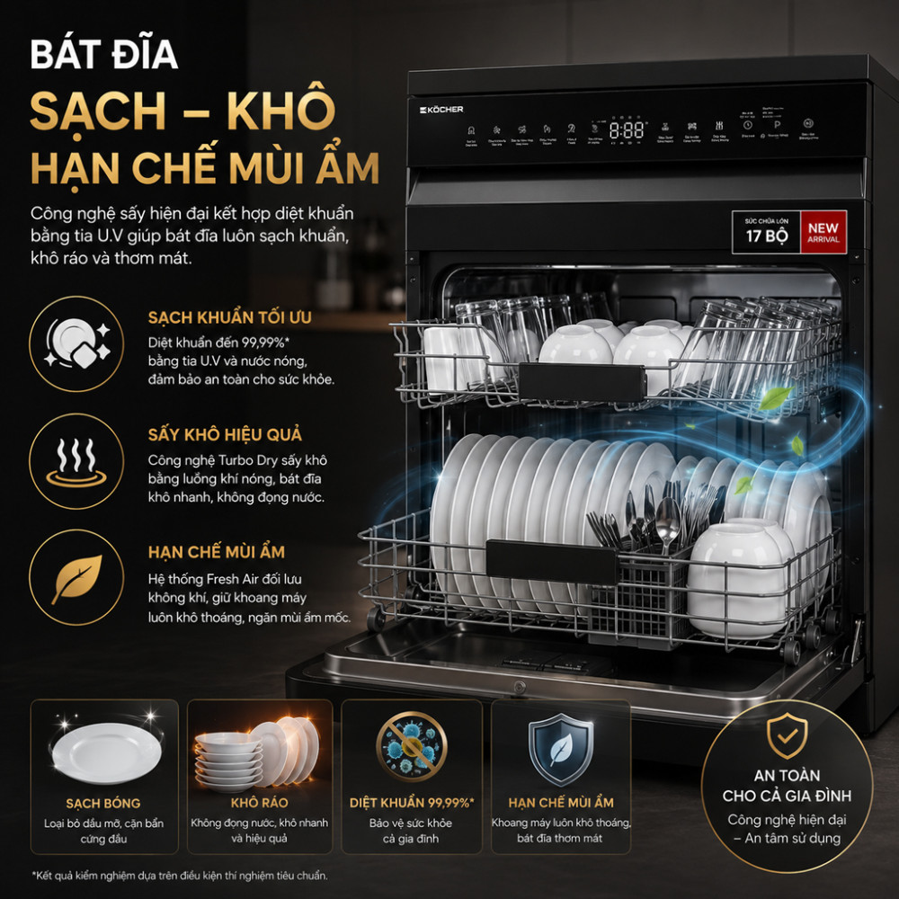 Máy rửa bát Kocher X15 Smart AI  - Hàng chính hãng