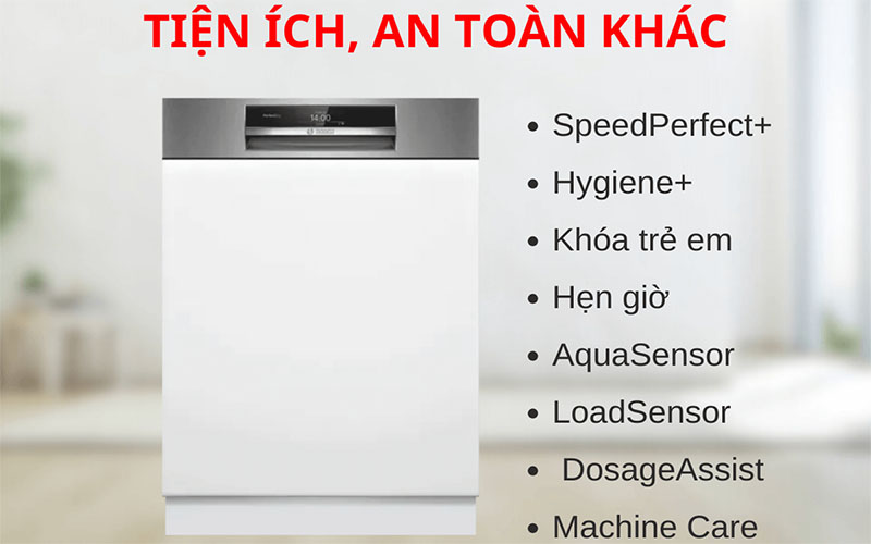 Máy rửa bát bán âm Bosch SMI8TCS01E - Hàng chính hãng