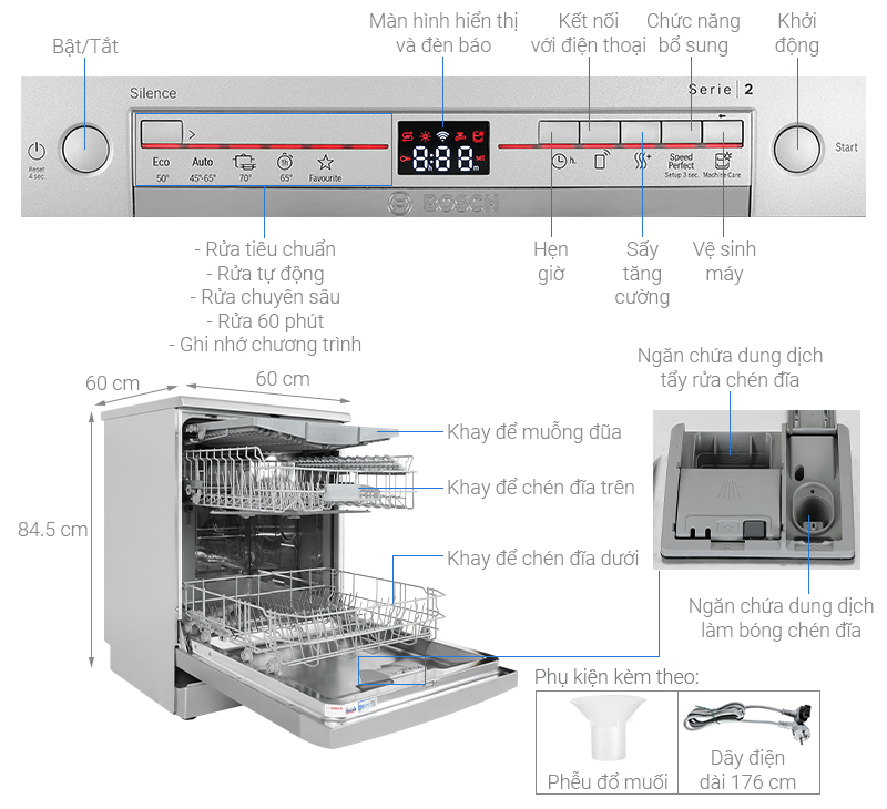Máy rửa bát Bosch SMS2IVI61E - Hàng chính hãng