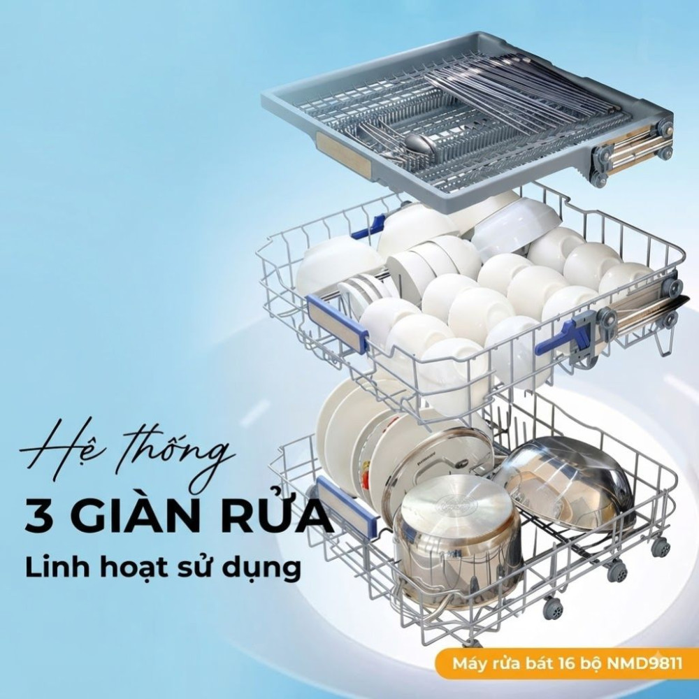 Máy rửa bát độc lập 16 bộ Nagakawa NMD9811 - Hàng chính hãng