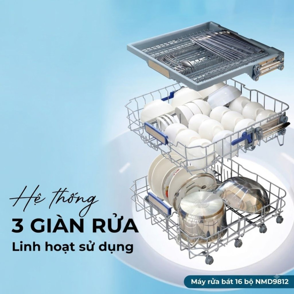 Máy rửa bát độc lập 16 bộ Nagakawa NMD9812 - Hàng chính hãng
