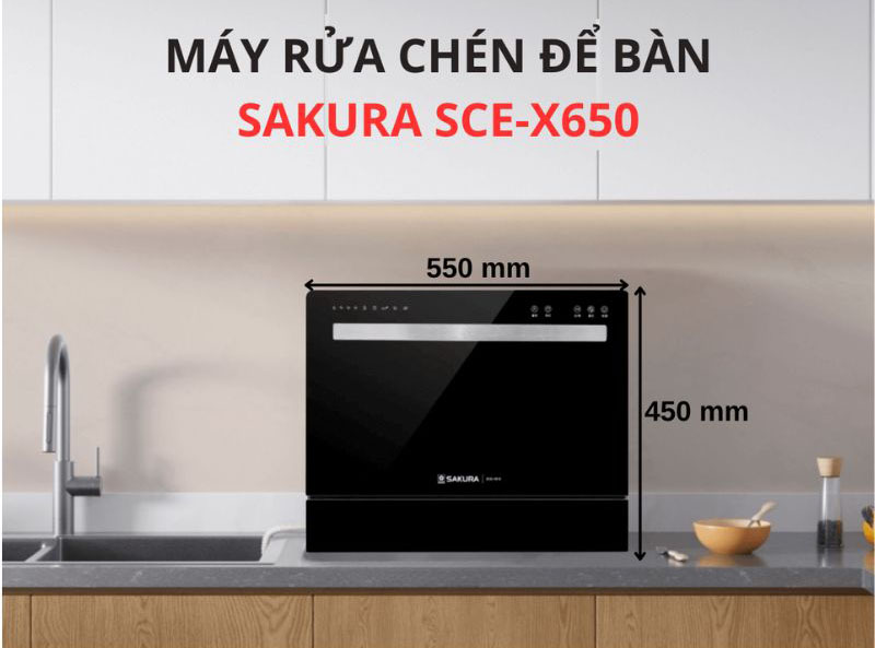  Máy rửa bát Sakura SCE-X650 (8 bộ) - Hàng chính hãng