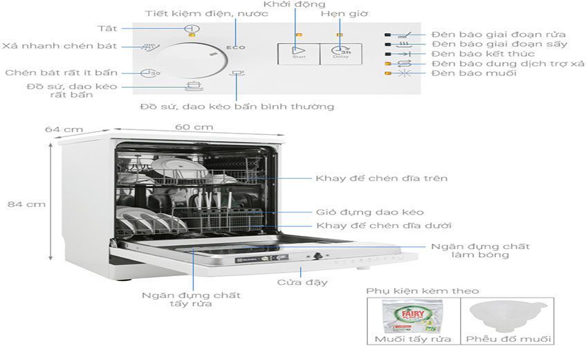 Máy rửa chén Electrolux ESF5206LOW - Hàng chính hãng