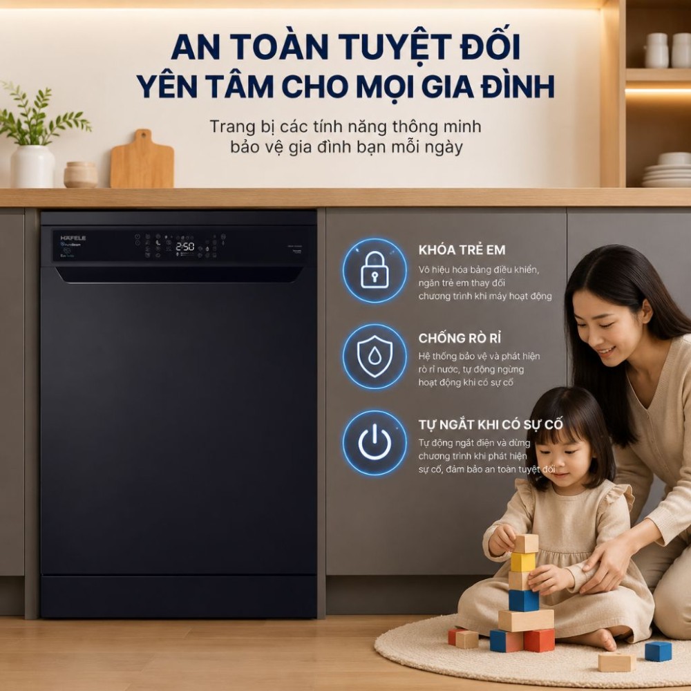  Máy rửa chén độc lập Hafele 15 bộ HDW-F6081B - Hàng chính hãng