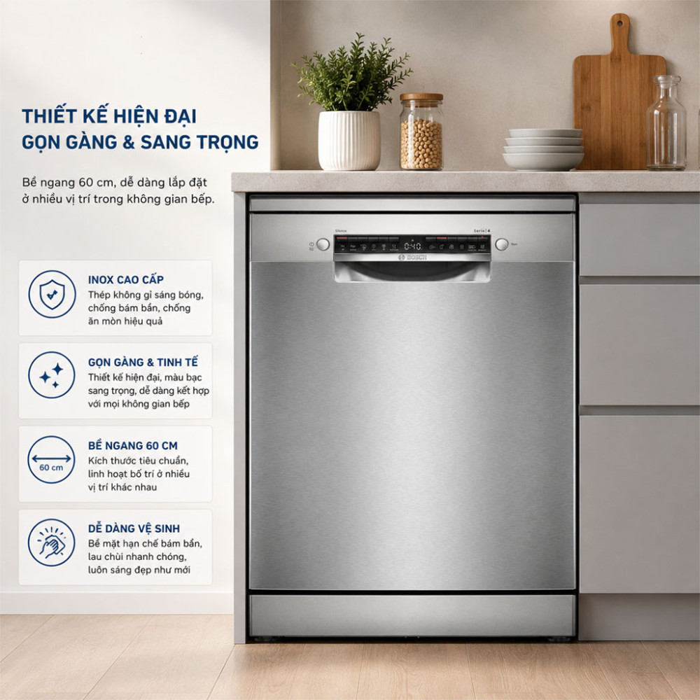 Máy rửa chén độc lập Bosch SMS4EVI04E - Hàng chính hãng