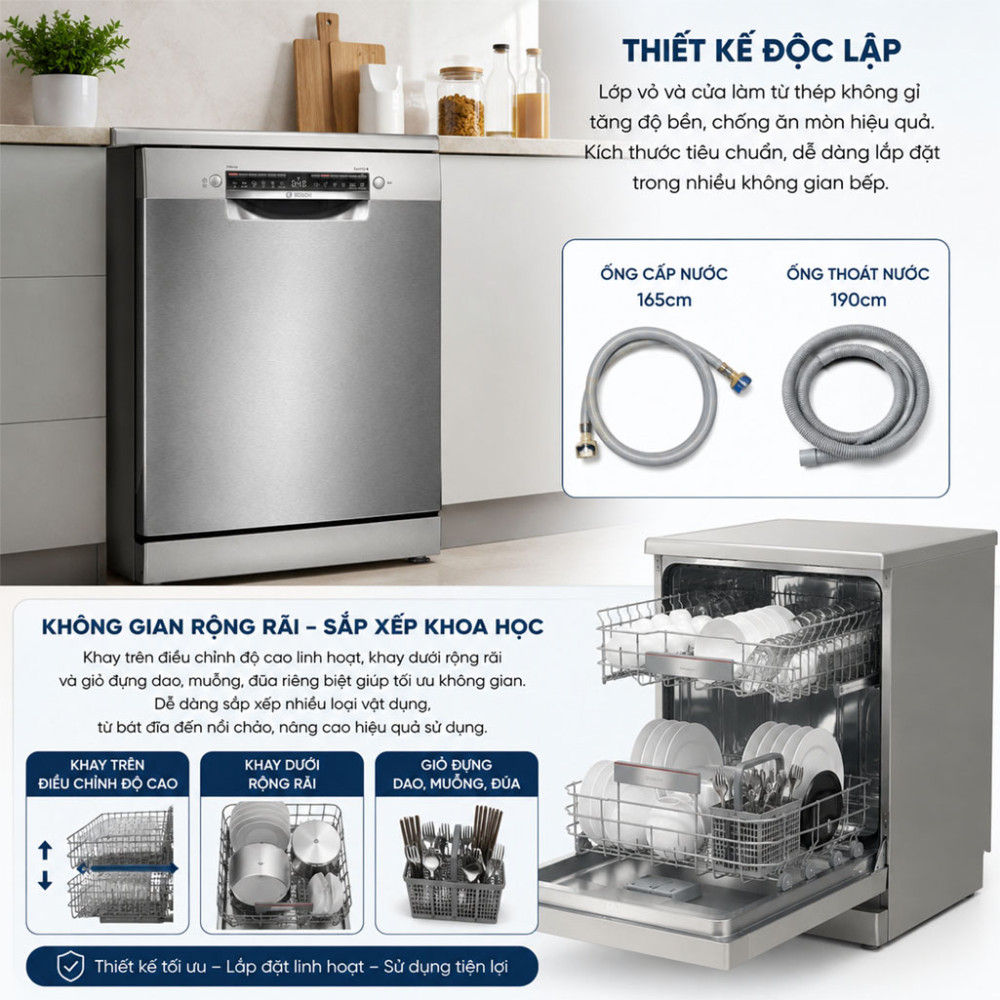 Máy rửa chén độc lập Bosch SMS4HTI16E - Hàng chính hãng