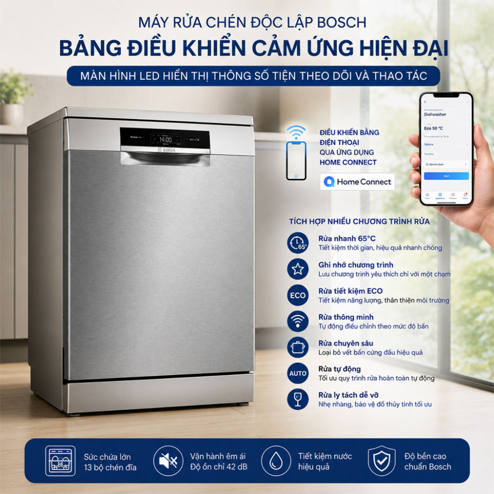 Máy rửa chén độc lập Bosch SMS8ZDI86M - Hàng chính hãng