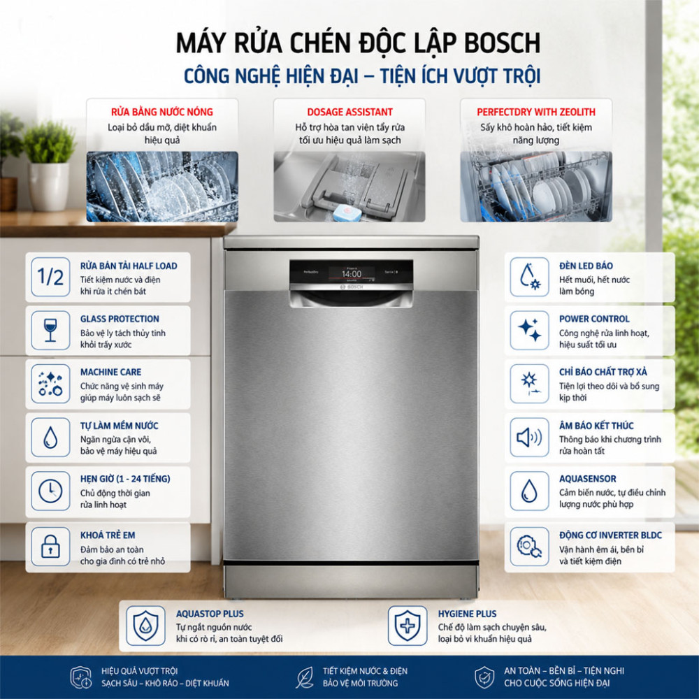 Máy rửa chén độc lập Bosch SMS8ZDI86M - Hàng chính hãng