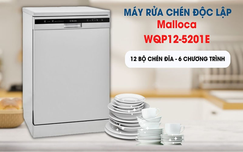 Máy rửa chén độc lập Malloca WQP12-5201E - Hàng chính hãng