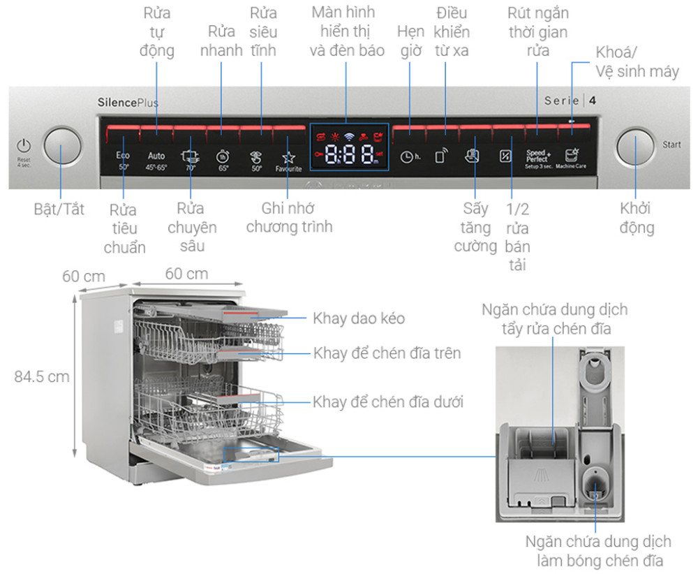 Máy rửa chén độc lập Bosch SMS4ECI26E - Hàng chính hãng