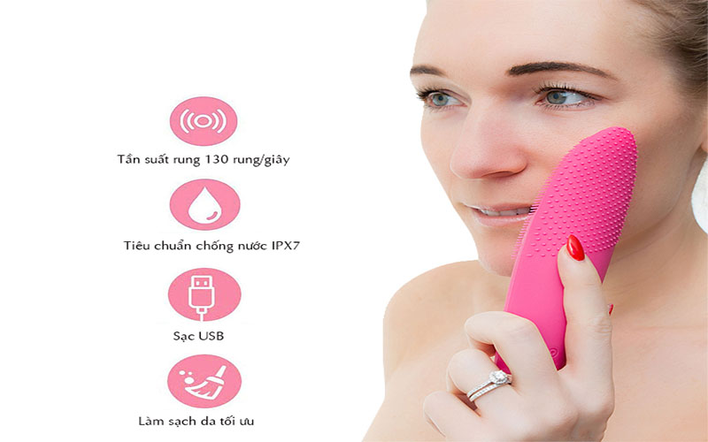 Máy rửa mặt siêu âm kèm chức năng nhiệt Sonicleanse Glo Viva Rio FADF-H - Hàng chính hãng