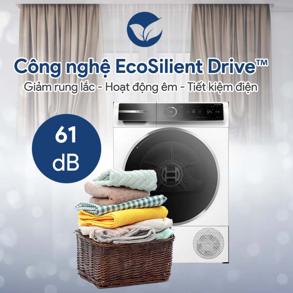 Máy sấy bơm nhiệt Bosch 9 kg WQB245B0SG - Hàng chính hãng