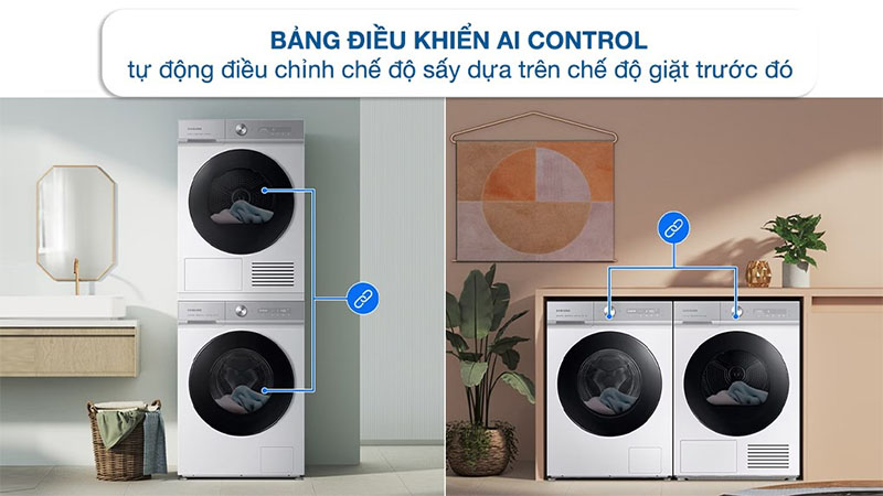 Máy sấy bơm nhiệt Bespoke AI 9kg Samsung DV90BB9440GH/SV - Hàng chính hãng