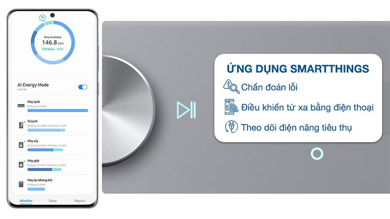 Máy sấy bơm nhiệt Bespoke AI 9kg Samsung DV90BB9440GH/SV - Hàng chính hãng