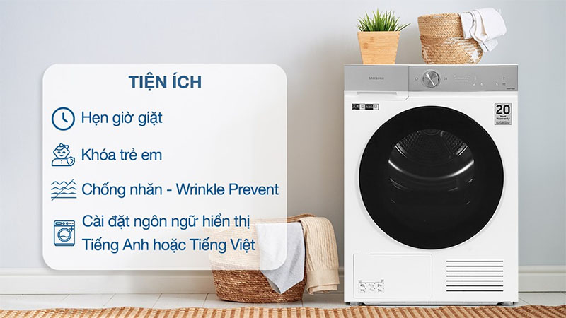 Máy sấy bơm nhiệt Bespoke AI 9kg Samsung DV90BB9440GH/SV - Hàng chính hãng