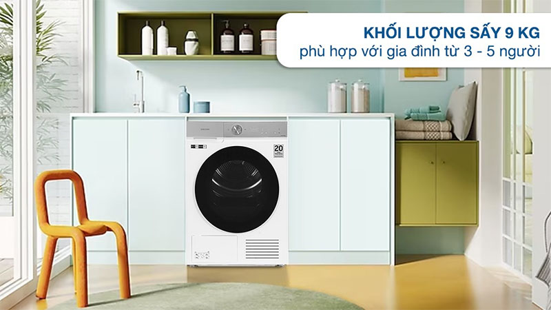 Máy sấy bơm nhiệt Bespoke AI 9kg Samsung DV90BB9440GH/SV - Hàng chính hãng