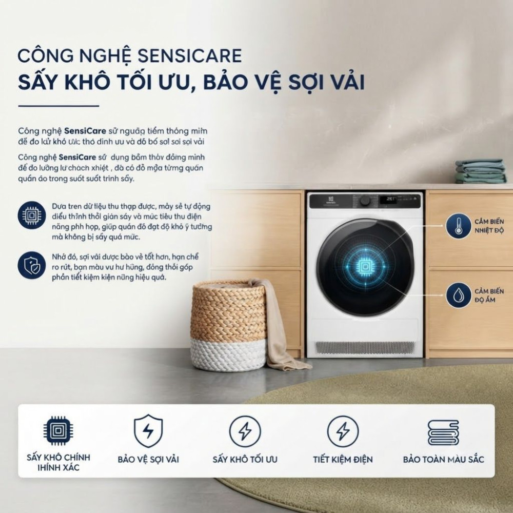 Máy sấy bơm nhiệt Electrolux 8 kg EDH803J5WCR - Hàng chính hãng