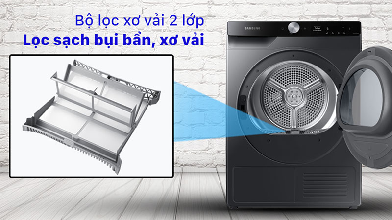 Máy sấy bơm nhiệt Inverter Samsung 9 Kg DV90T7240BB/SV - Hàng chính hãng