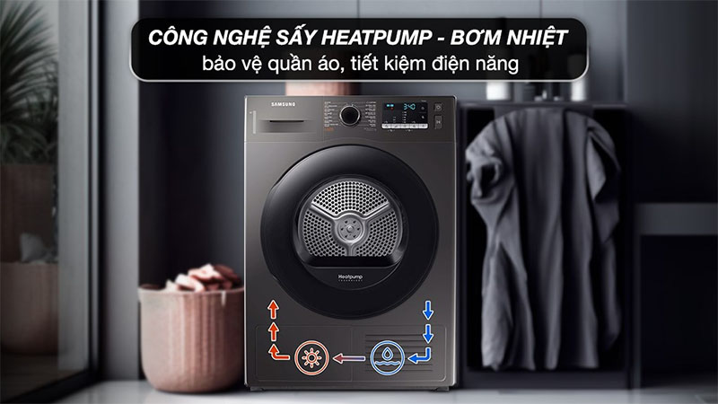 Máy sấy bơm nhiệt Inverter Samsung 9 kg DV90TA240AX/SV - Hàng chính hãng