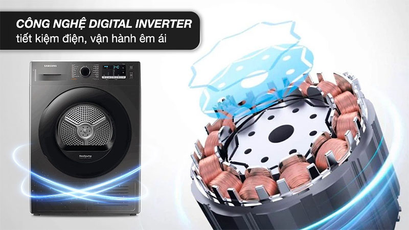 Máy sấy bơm nhiệt Inverter Samsung 9 kg DV90TA240AX/SV - Hàng chính hãng
