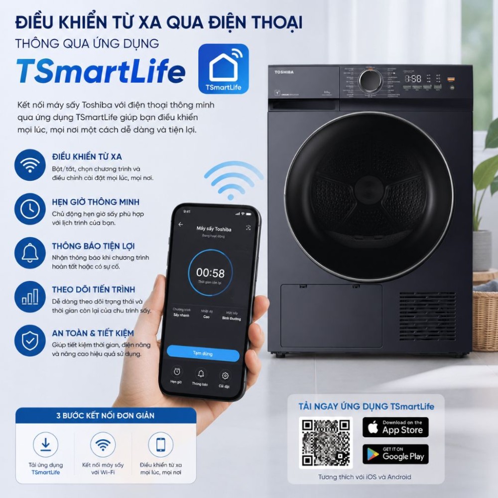 Máy sấy bơm nhiệt Toshiba 8 kg TD-T21B90HWV(MG) - Hàng chính hãng