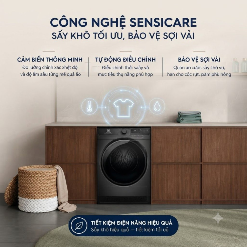 Máy sấy bơm nhiệt Electrolux 8 kg EDH803J5SCR - Hàng chính hãng