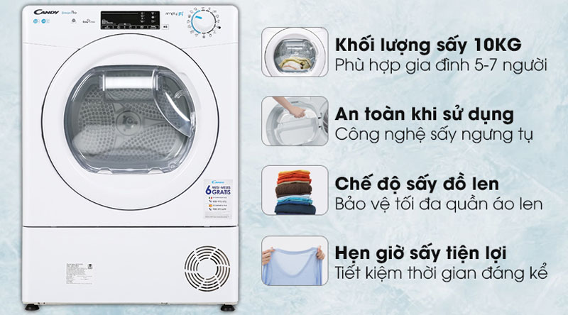 Máy sấy quần áo Candy CSOC10TE-S - 10kg - Hàng chính hãng