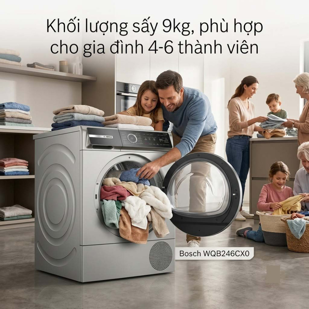 Máy sấy bơm nhiệt Bosch 9 kg WQB246CX0 - Serie 8 - Hàng chính hãng