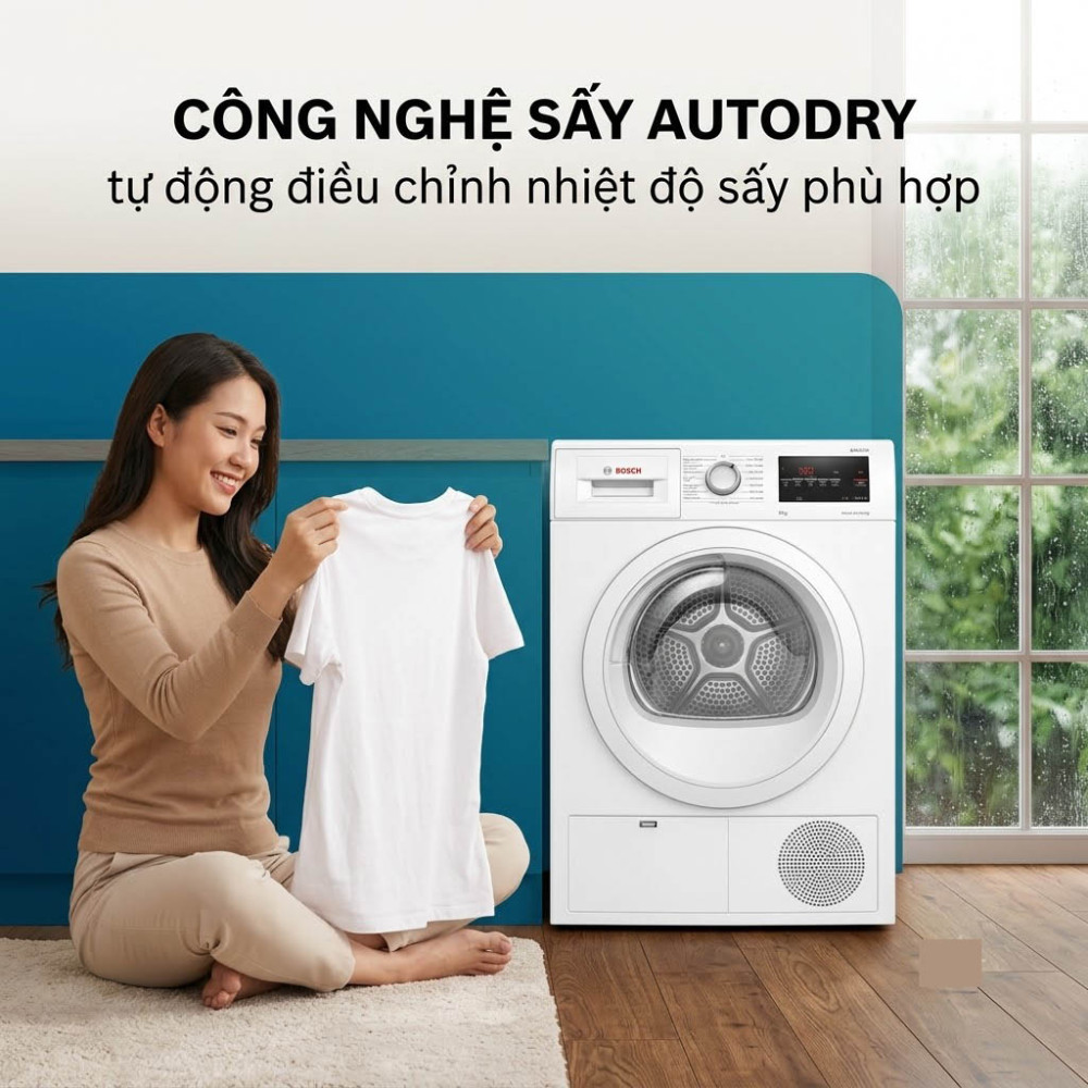 Máy sấy bơm nhiệt Bosch 8 kg WTH83028SG - Hàng chính hãng