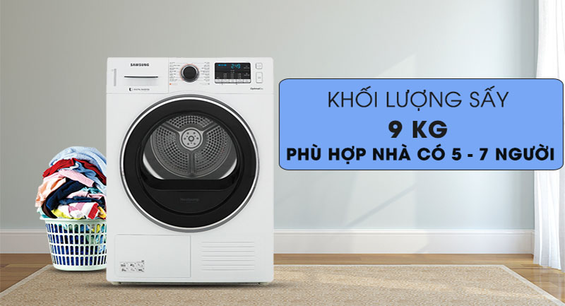 Máy sấy quần áo Samsung DV90M5200QW/SV - Hàng chính hãng