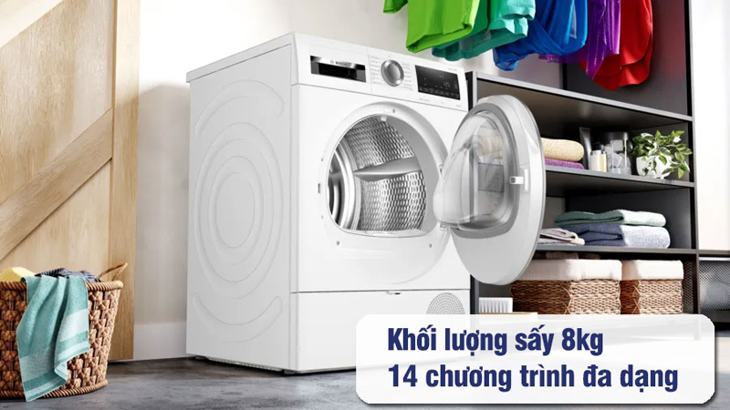 Máy sấy bơm nhiệt Bosch 8kg WQG233C90 - Hàng chính hãng