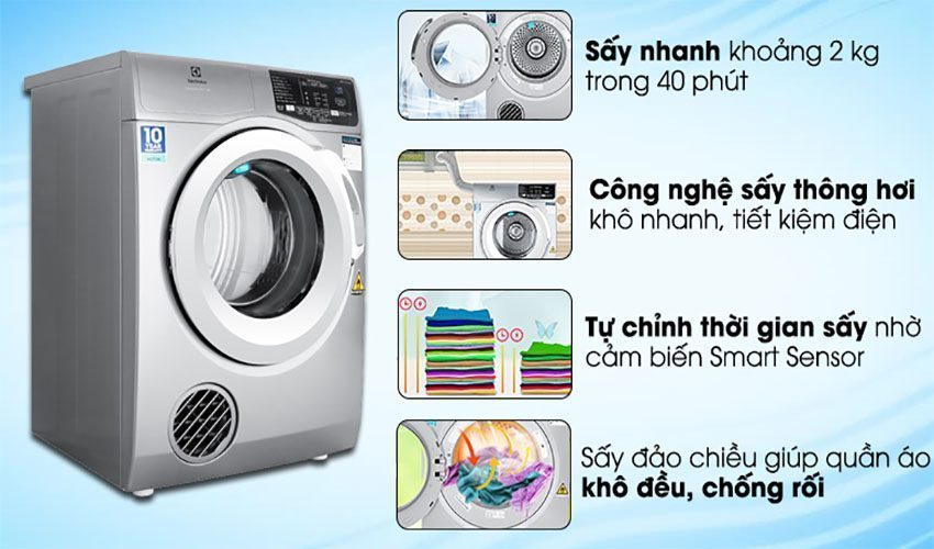 Máy sấy quần áo cửa trước Electrolux EDS805KQSA - Hàng chính hãng