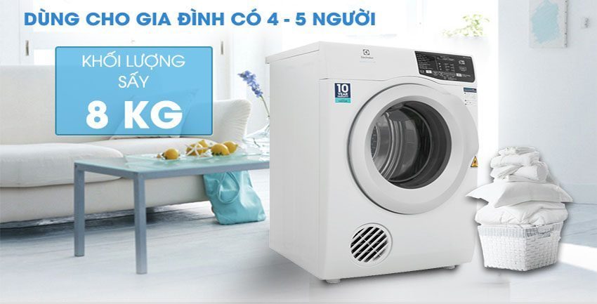 Máy sấy quần áo cửa trước Electrolux EDV805JQWA - Hàng chính hãng