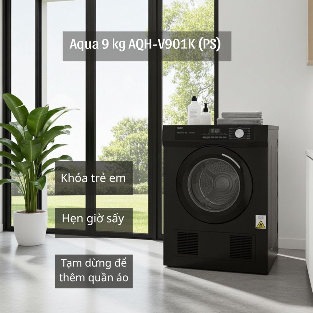 Máy sấy thông hơi Aqua 9 kg AQH-V901K (PS) - Hàng chính hãng