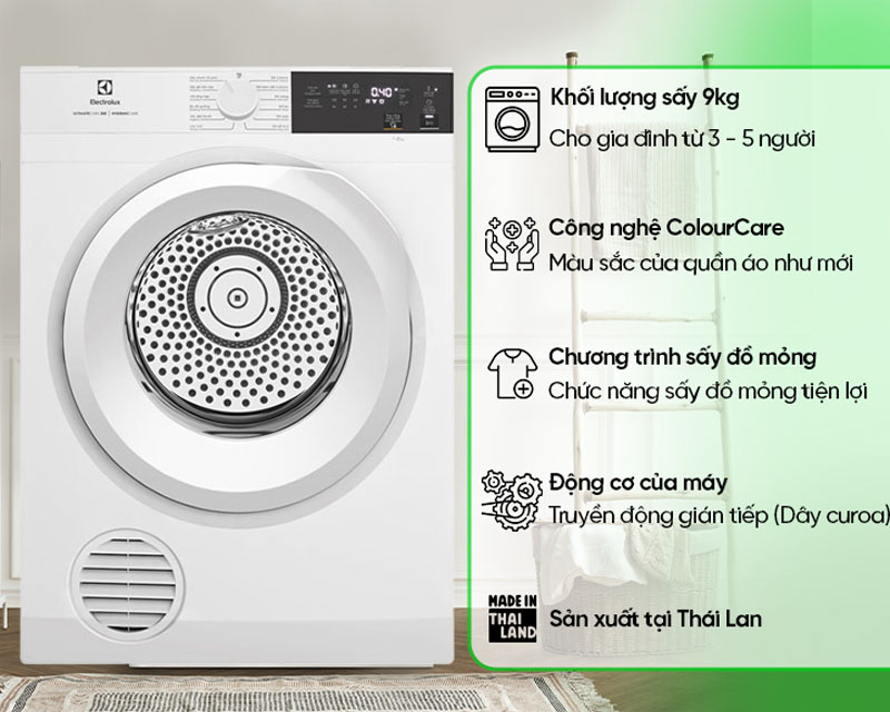Máy sấy quần áo thông hơi Electrolux EDV904H3WC - Hàng chính hãng