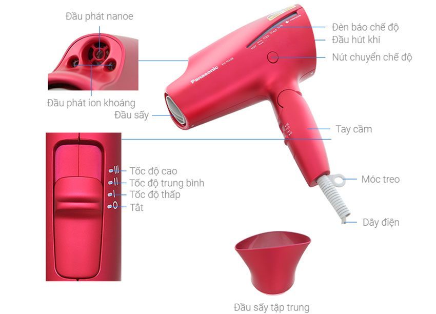 Máy sấy tóc Panasonic EH-NA98RP645 - Hàng chính hãng